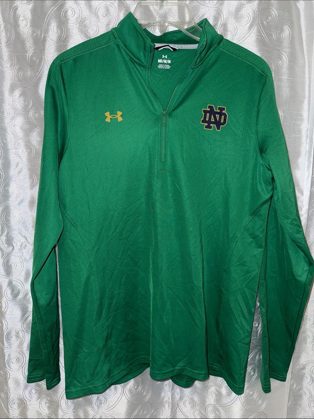 Under Armour Men’s Green Notre Dame Quarter-Zip Pullover Size Medium 🔥 B3